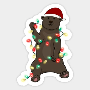 Bear Wrapped With Christmas Lights Sticker